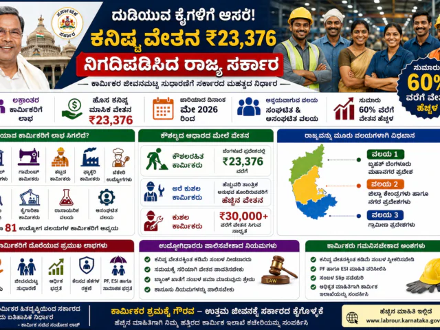 Karnataka Minimum Wages 2026: ಕಾರ್ಮಿಕರಿಗೆ ಭರ್ಜರಿ ಸಿಹಿಸುದ್ದಿ! ಕನಿಷ್ಠ ವೇತನ ₹23,376ಕ್ಕೆ ಹೆಚ್ಚಿಸಿದ ರಾಜ್ಯ ಸರ್ಕಾರ