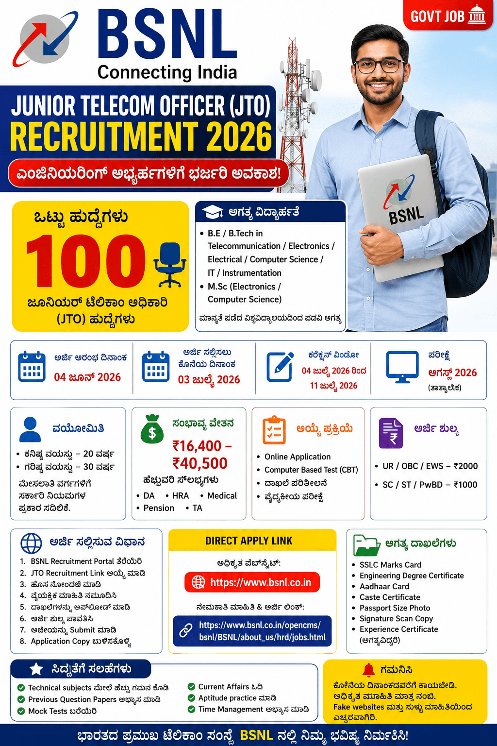 BSNL JTO Recruitment 2026