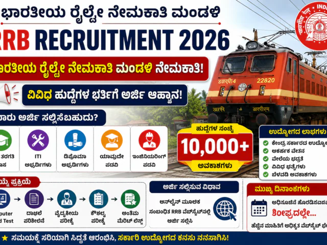 RRB Recruitment 2026: ಭಾರತೀಯ ರೈಲ್ವೇ ನೇಮಕಾತಿ ಮಂಡಳಿಯ ಬೃಹತ್ ನೇಮಕಾತಿ! ಯಾರು ಅರ್ಜಿ ಸಲ್ಲಿಸಬಹುದು? ಸಂಪೂರ್ಣ ಮಾಹಿತಿ ಇಲ್ಲಿದೆ