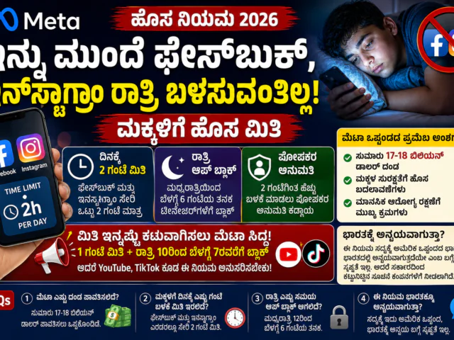ಮೆಟಾ ಹೊಸ ನಿಯಮ: ಇನ್ನು ಮುಂದೆ ಫೇಸ್‌ಬುಕ್, ಇನ್‌ಸ್ಟಾಗ್ರಾಂ ರಾತ್ರಿ ಬಳಸುವಂತಿಲ್ಲ! ಮಕ್ಕಳಿಗೆ ಹೊಸ ಮಿತಿ