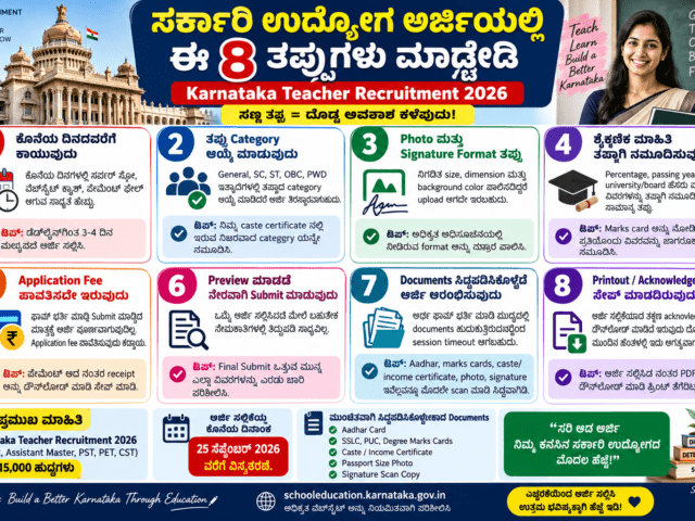 ಸರ್ಕಾರಿ ಉದ್ಯೋಗ ಅರ್ಜಿ ಸಲ್ಲಿಸುವಾಗ ಆಗುವ 8 Common Mistakes — ತಪ್ಪದೇ ತಿಳಿಯಿರಿ