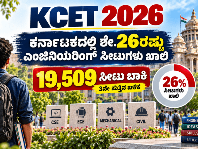 ಕರ್ನಾಟಕದಲ್ಲಿ ಶೇ.26ರಷ್ಟು ಎಂಜಿನಿಯರಿಂಗ್ ಸೀಟುಗಳು ಖಾಲಿ: KCET 3ನೇ ಸುತ್ತಿನ ಬಳಿಕ 19,509 ಸೀಟು ಬಾಕಿ