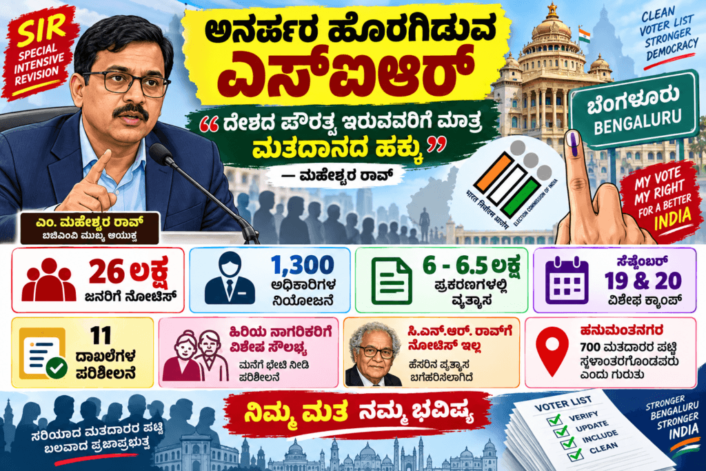 ಎಸ್‌ಐಆರ್ ಮತದಾರರ ಪಟ್ಟಿ ಬೆಂಗಳೂರು