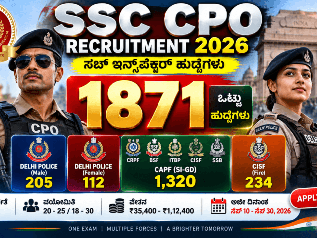 SSC CPO ನೇಮಕಾತಿ 2026: 1871 ಸಬ್ ಇನ್ಸ್‌ಪೆಕ್ಟರ್ ಹುದ್ದೆಗಳಿಗೆ ಅರ್ಜಿ ಆಹ್ವಾನ