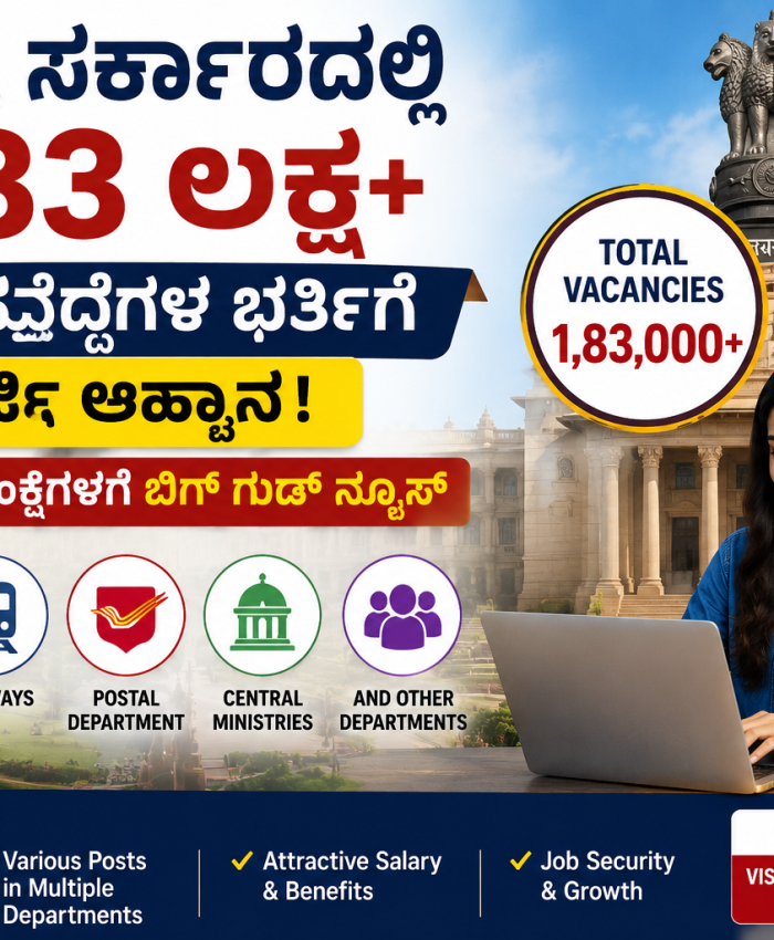 Central Government Recruitment 2026: 1.83 ಲಕ್ಷ ಖಾಲಿ ಹುದ್ದೆಗಳ ಭರ್ತಿಗೆ ಅರ್ಜಿ ಆಹ್ವಾನ – ಉದ್ಯೋಗಾಕಾಂಕ್ಷಿಗಳಿಗೆ ಬಿಗ್ ಗುಡ್ ನ್ಯೂಸ್