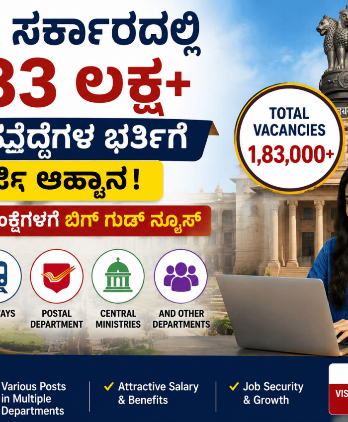 Central Government Recruitment 2026: 1.83 ಲಕ್ಷ ಖಾಲಿ ಹುದ್ದೆಗಳ ಭರ್ತಿಗೆ ಅರ್ಜಿ ಆಹ್ವಾನ – ಉದ್ಯೋಗಾಕಾಂಕ್ಷಿಗಳಿಗೆ ಬಿಗ್ ಗುಡ್ ನ್ಯೂಸ್